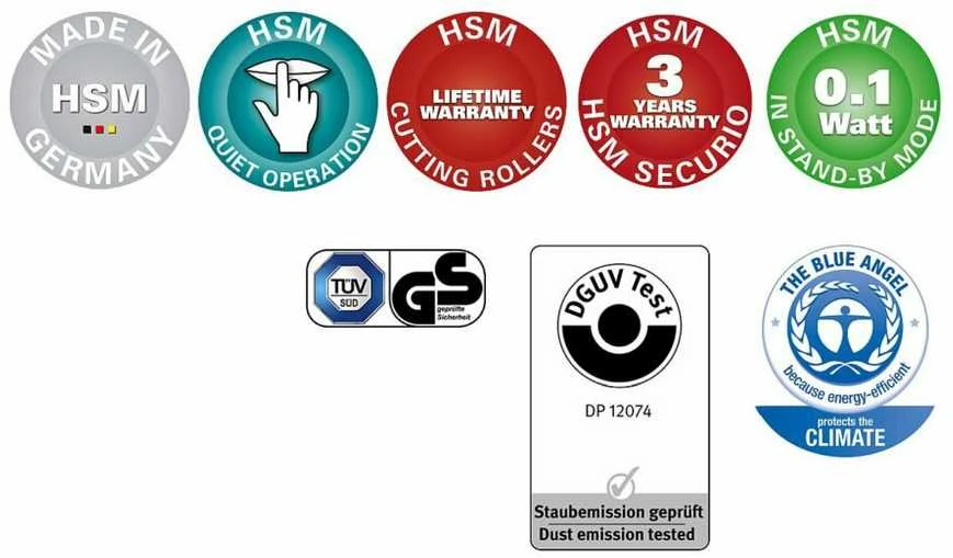 HSM 1833121 HSM Securio B22 - kryžminis pjovimas 3,9 x 30 mm / 9-11 lapų 80 g / 33 l šiukšliadėžė / DIN 3