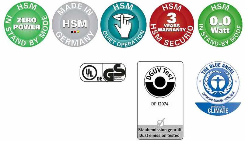 HSM Securio C16 4x25 mm dalelių automatinis paleidimo/išjungimo budėjimo režimas be energijos suvartojimo nuimamas konteineris 25l 6 lapai