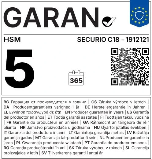 HSM Securio C18 smulkintuvas 1,9x15 mm P-5