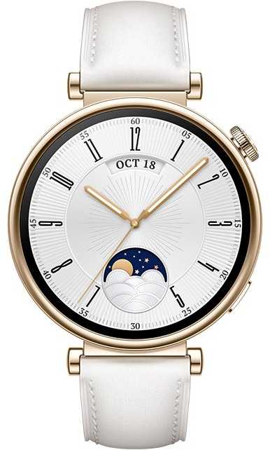 HUAWEI WATCH GT4 41mm Gold White Leather Armband