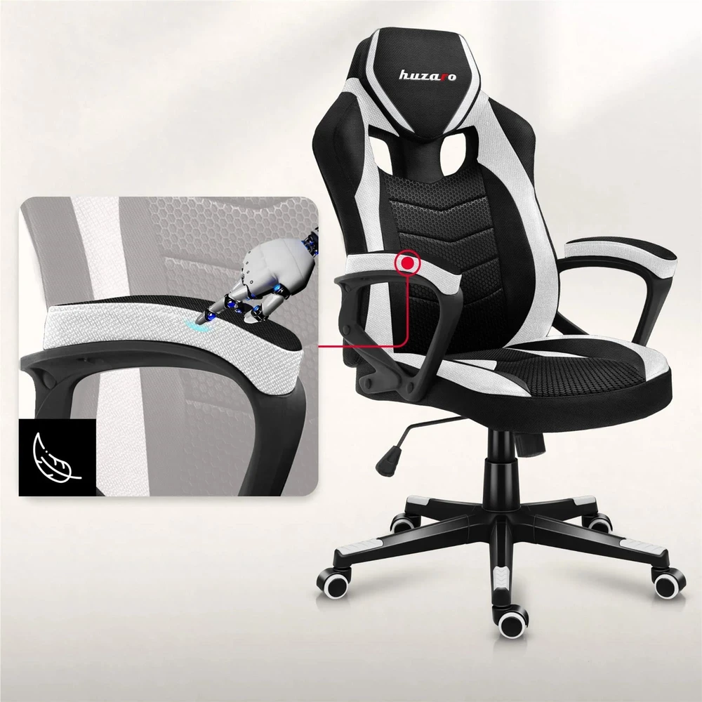 Žaidimų kėdė Huzaro Force 2.5 Mesh, Baltos spalvos
