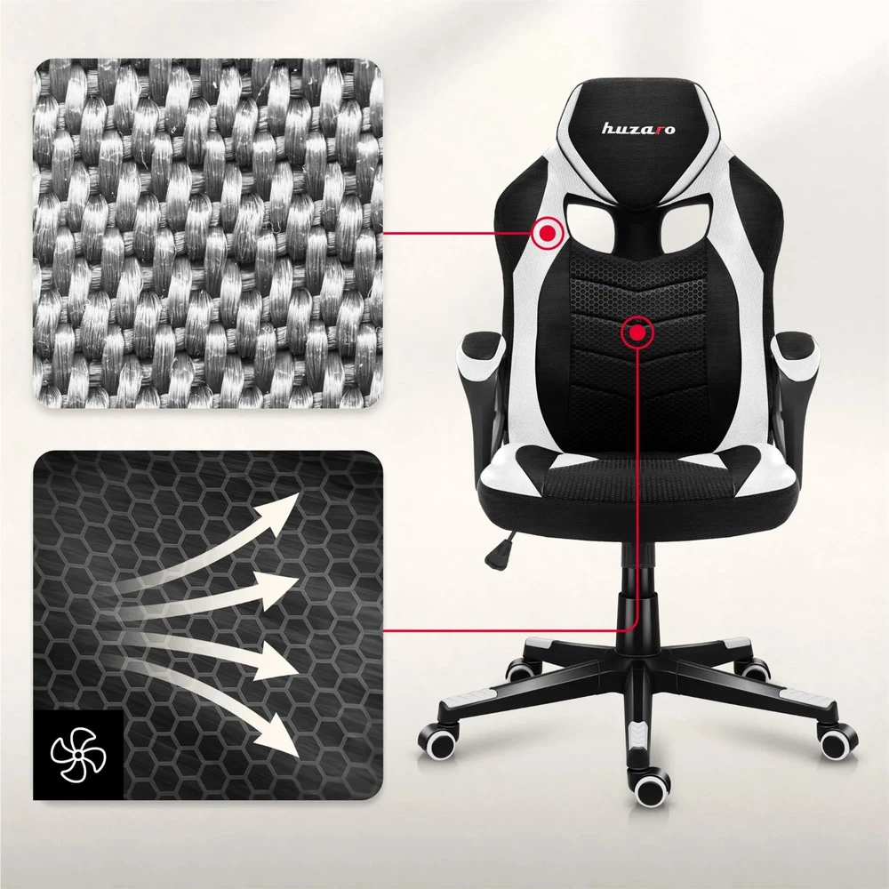 Žaidimų kėdė Huzaro Force 2.5 Mesh, Baltos spalvos
