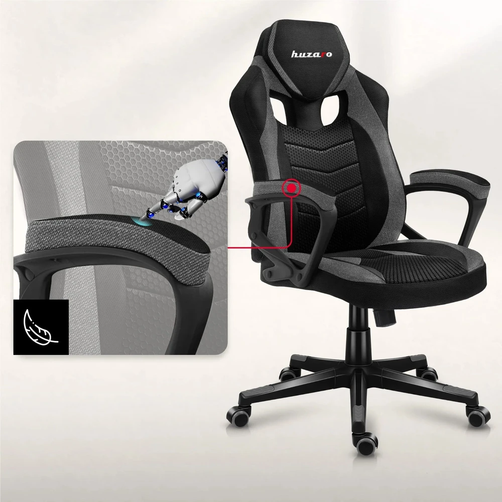 Žaidimų kėdė Huzaro Force 2.5 Mesh, Pilkos spalvos