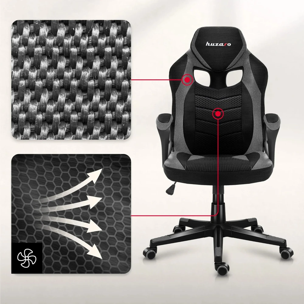 Žaidimų kėdė Huzaro Force 2.5 Mesh, Pilkos spalvos