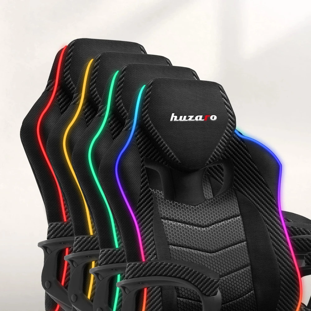 Žaidimų kėdė Huzaro Force 2.5 RGB Carbon Mesh su pašvietimu Gaming Chair, Juoda