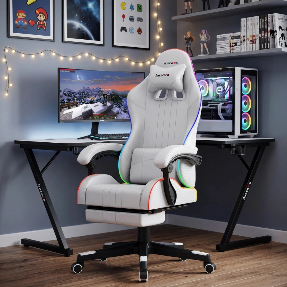 Žaidimų kėdė Huzaro Force 4.7 RGB, Baltos spalvos