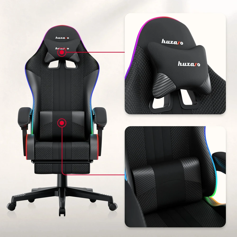 Žaidimų kėdė Huzaro Force 4.7 RGB, Juoda