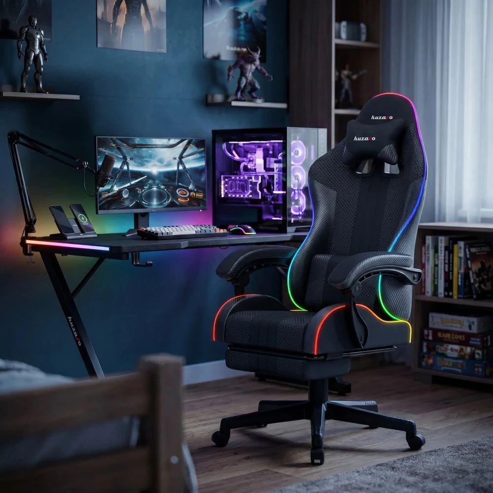 Žaidimų kėdė Huzaro Force 4.7 RGB, Juoda