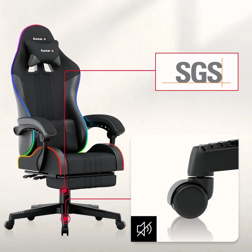 Žaidimų kėdė Huzaro Force 4.7 RGB, Juoda