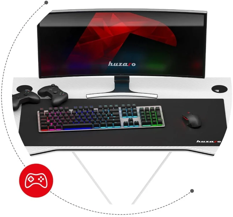 "Huzaro Hero 1.4 Baltas Gaming Desk" žaidimų stalas