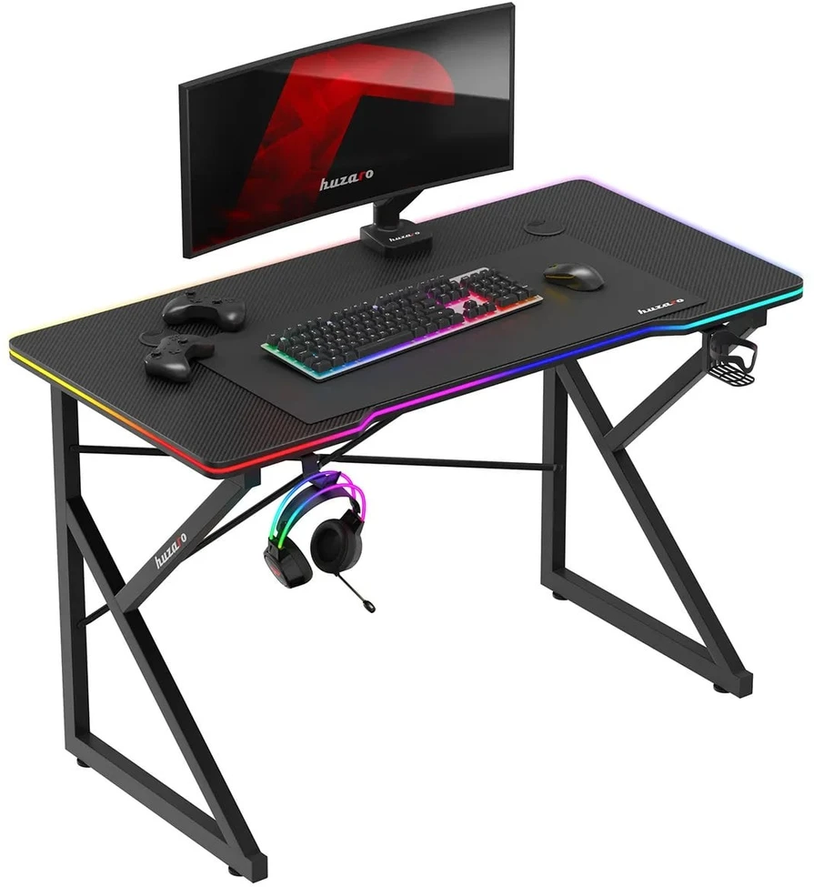 Žaidimų stalas „Huzaro Hero 1.7 RGB“, juodas