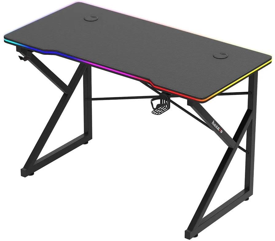 Žaidimų stalas „Huzaro Hero 1.7 RGB“, juodas