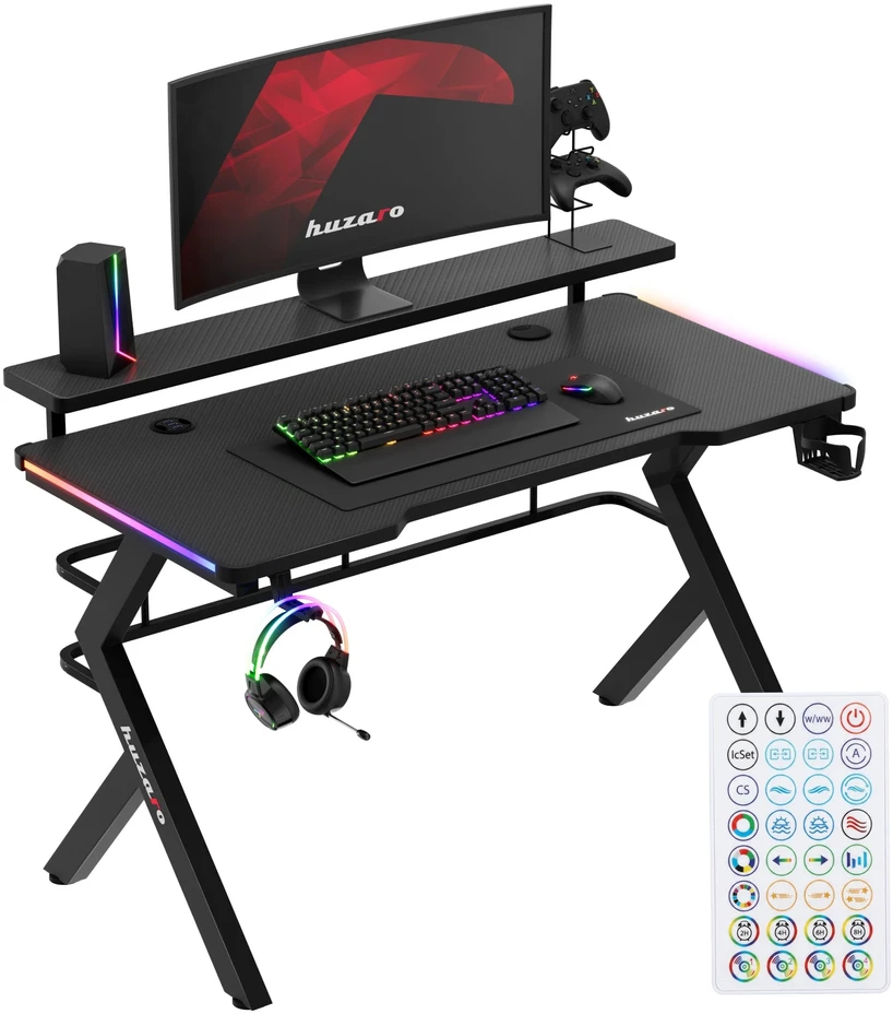 Žaidimų stalas Huzaro Hero 5.0 RGB, Juodos spalvos