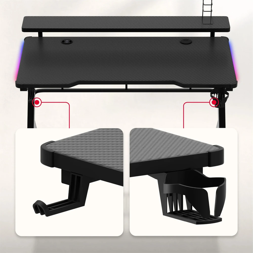 Žaidimų stalas Huzaro Hero 5.0 RGB, Juodos spalvos