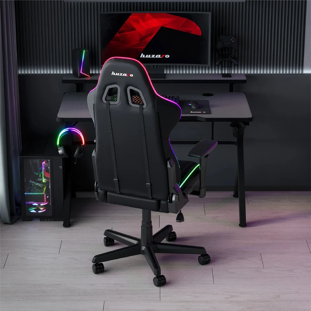 Žaidimų stalas Huzaro Hero 5.0 RGB, Juodos spalvos