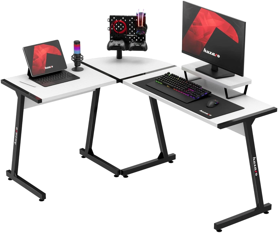 Kampinis žaidimų stalas Huzaro Hero 6.0, Baltos/Juodos spalvos