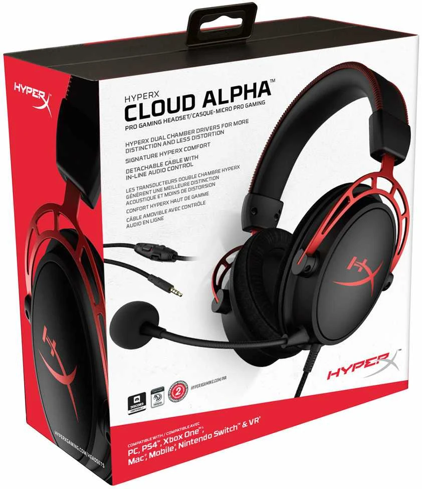 Žaidimų ausinės HyperX Cloud Alpha, Juodos