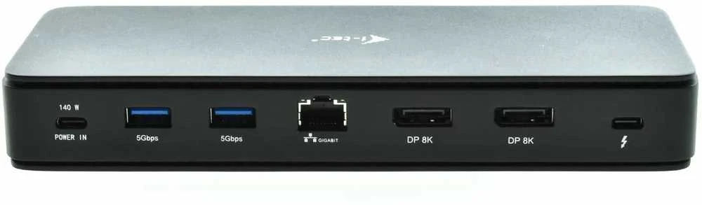 I-TEC Thunderbolt 4 2x Ekranas Dock Generation 3 7x USB + jo 1x TB4 2.5GLAN PD 92W 1m TB4 Kabelis SD/TF kortelių skaitytuvas 3,5 mm garso
