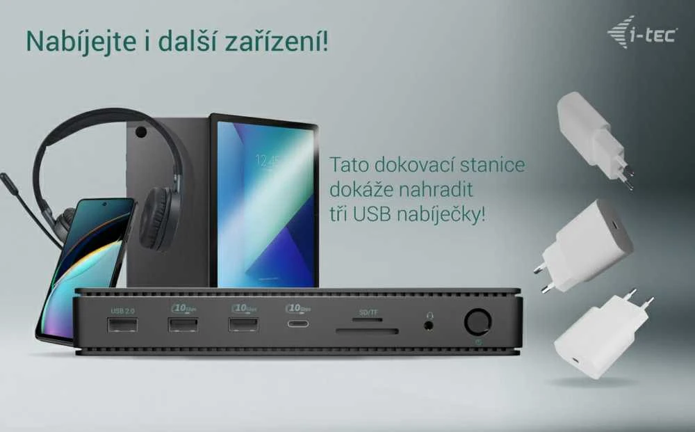 I-TEC Thunderbolt 4 2x Ekranas Dock Generation 3 7x USB + jo 1x TB4 2.5GLAN PD 92W 1m TB4 Kabelis SD/TF kortelių skaitytuvas 3,5 mm garso