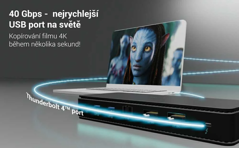 I-TEC Thunderbolt 4 2x Ekranas Dock Generation 3 7x USB + jo 1x TB4 2.5GLAN PD 92W 1m TB4 Kabelis SD/TF kortelių skaitytuvas 3,5 mm garso