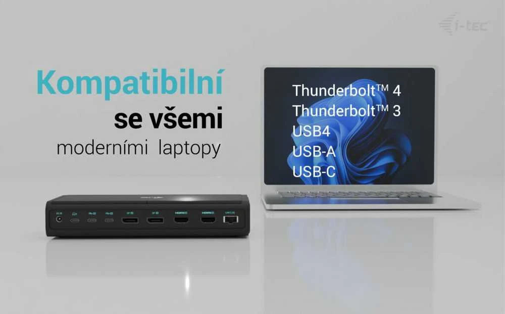 I-TEC Universal 6x 4K Ekranas DS 6x4K 2xDP 2xHDMI 2xUSB-C 1xGLAN 2xUSB-C Gen.2 4xUSB 3.2 1xGarso / mikrofono lizdas 1xSD / Micro SD Kl PD 140W KL