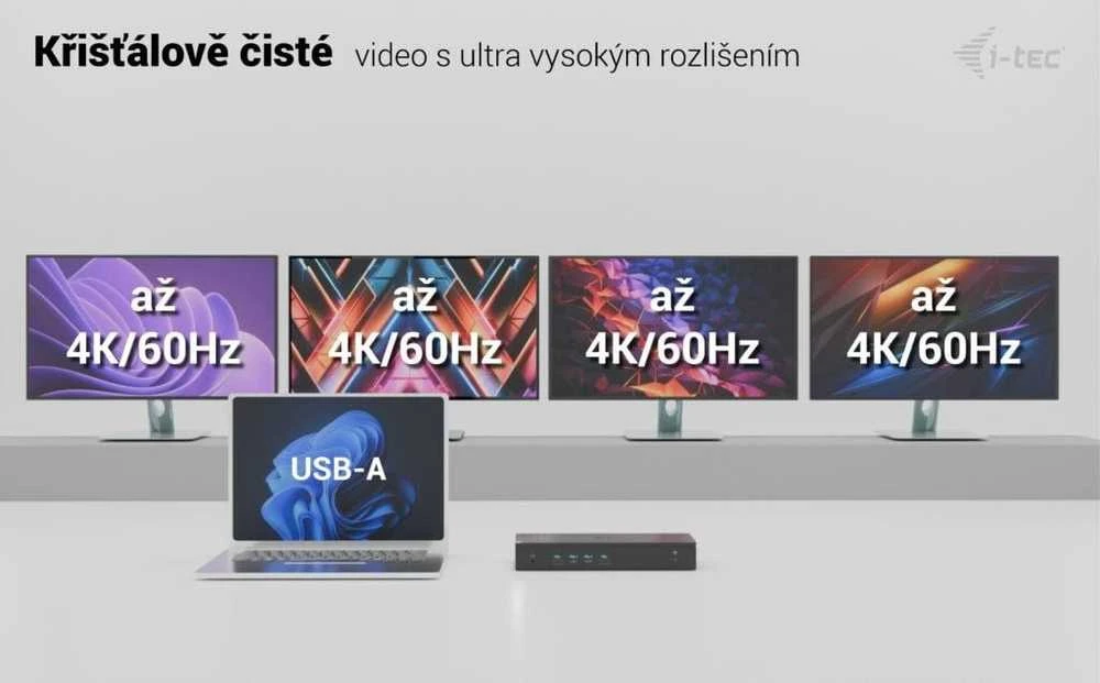I-tec Universal 5x 4K/60Hz Ekrano prijungimo stotis 2xDP 3xHDMI LAN 2,5Gbps Garsas 2x USB-C maitinimo tiekimas 100W