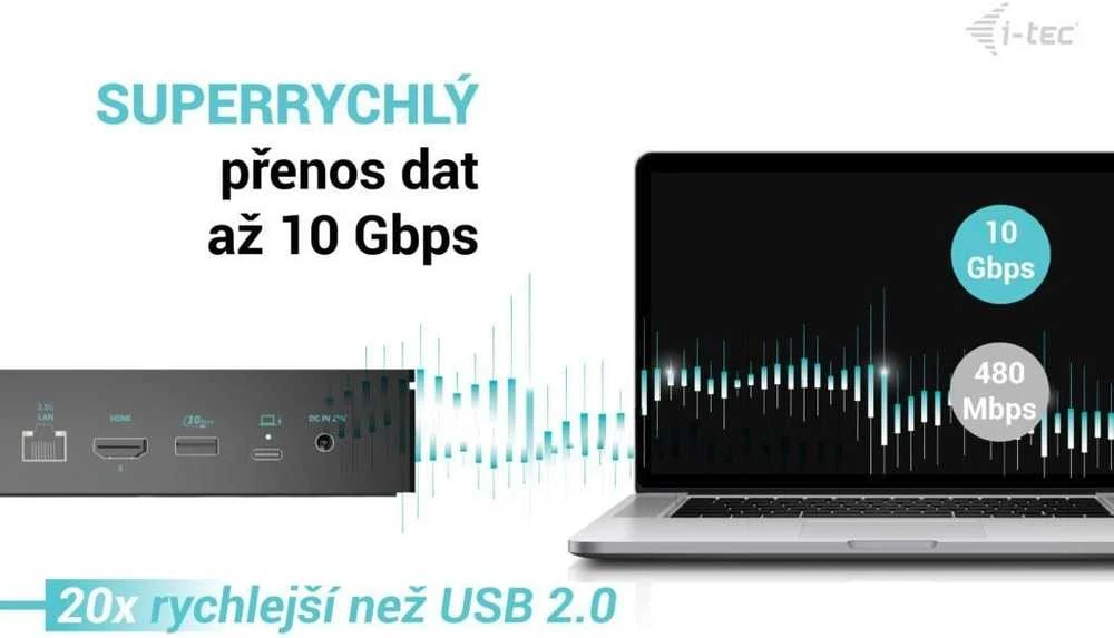 I-tec Universal 5x 4K/60Hz Ekrano prijungimo stotis 2xDP 3xHDMI LAN 2,5Gbps Garsas 2x USB-C maitinimo tiekimas 100W