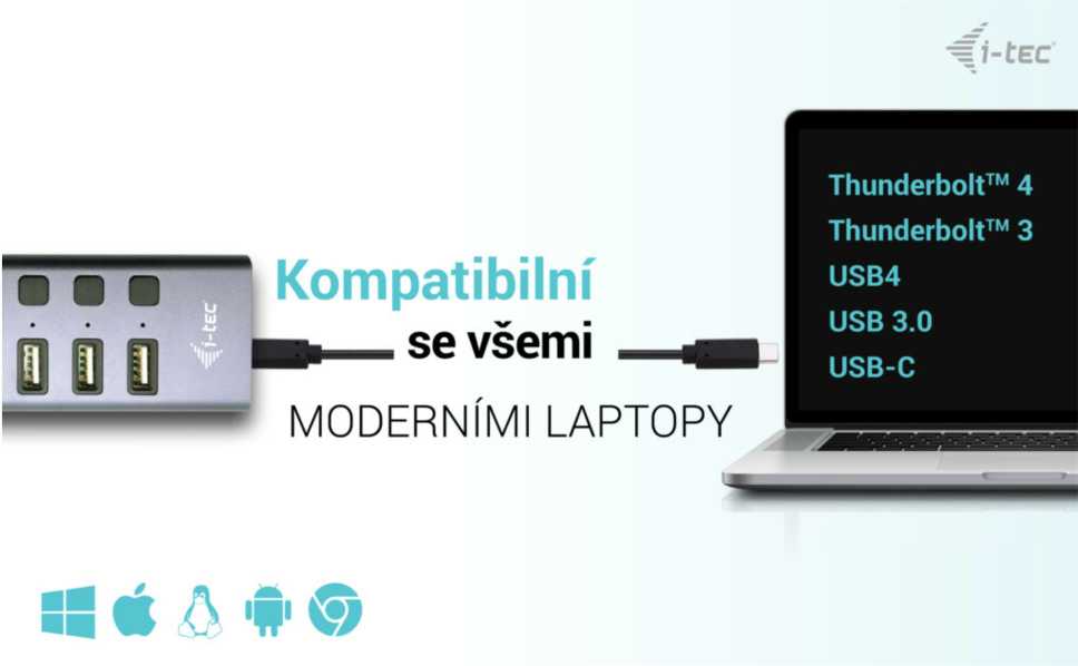I-tec USB 3.0 / USB-C įkrovimo HUB 9 prievadų LAN + galia 60 W