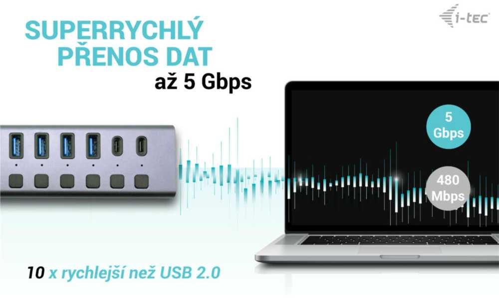 I-tec USB 3.0 / USB-C įkrovimo HUB 9 prievadų LAN + galia 60 W