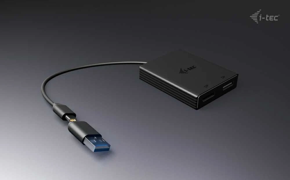 I-tec USB-A/USB-C dvigubas 4K/60 Hz DisplayPort vaizdo adapteris