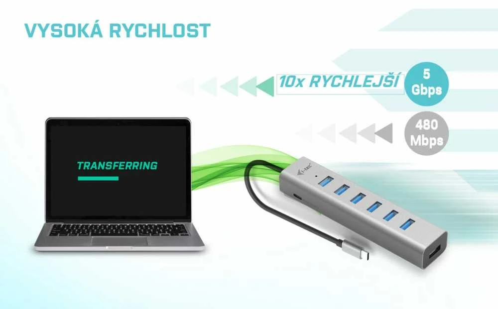 I-TEC USB-C įkrovimo metalinis HUB 7 prievadas be maitinimo adapterio