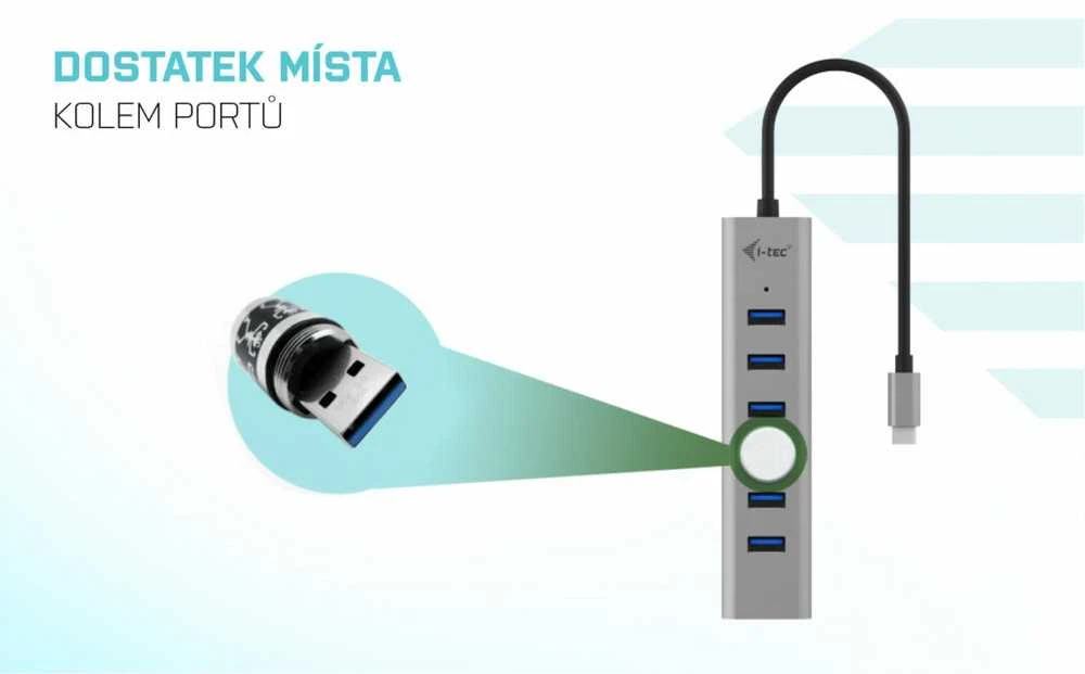 I-TEC USB-C įkrovimo metalinis HUB 7 prievadas be maitinimo adapterio