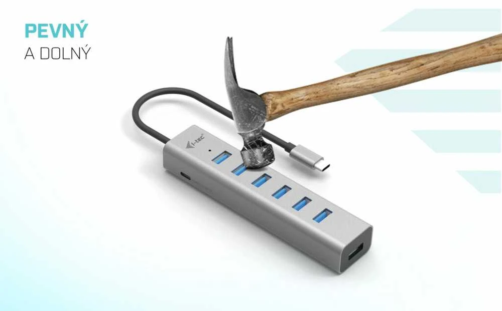 I-TEC USB-C įkrovimo metalinis HUB 7 prievadas be maitinimo adapterio