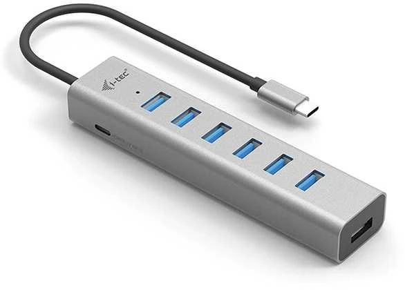 I-TEC USB-C įkrovimo metalinis HUB 7 prievadas be maitinimo adapterio