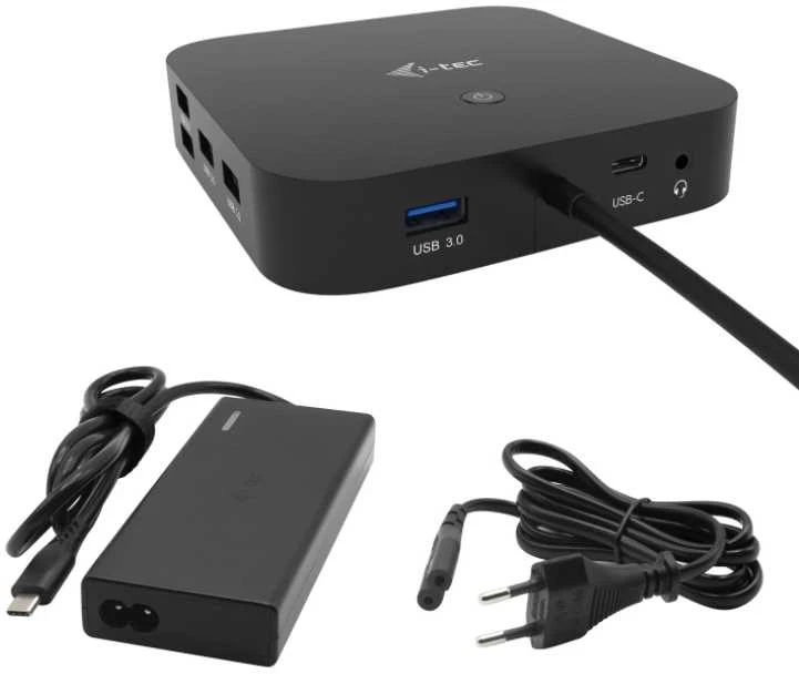 I-TEC USB-C Dual Ekranas MST DS 1x DP 1x HDMI 1x GLAN 3x USB 3.0 2xUSB 2.0 1xUSB-C-Datei 1xGarso / mikrofono lizdas 1x65W USB-C PD + įkroviklis 77W
