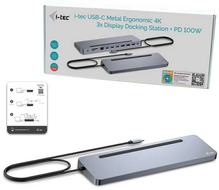 I-TEC 4K prijungimo stotelė su pakuote ir laidu
