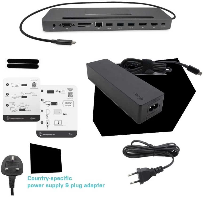 I-TEC USB-C Metal 4K 3xDisplay DS 1xHDMI1xVGA1xDP 1xSD+1xmicroSD CR 1xGLAN 1x3.5mm Garsas 2xUSB 3.0 2xUSB 2.0 1xUSB-C PD+ įkroviklis 100W