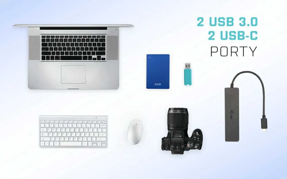 I-TEC USB-C metalinis stebulės 2xUSB 3.0 2xUSB-C 5Gbps be maitinimo adapterio, idealiai tinka nešiojamajam kompiuteriui Ultrabook Planšetė PC