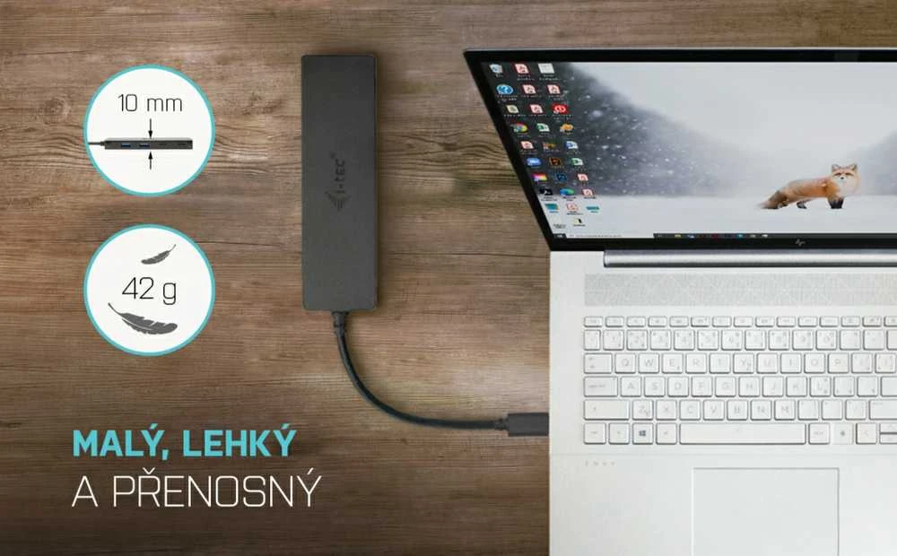 I-TEC USB-C metalinis stebulės 2xUSB 3.0 2xUSB-C 5Gbps be maitinimo adapterio, idealiai tinka nešiojamajam kompiuteriui Ultrabook Planšetė PC