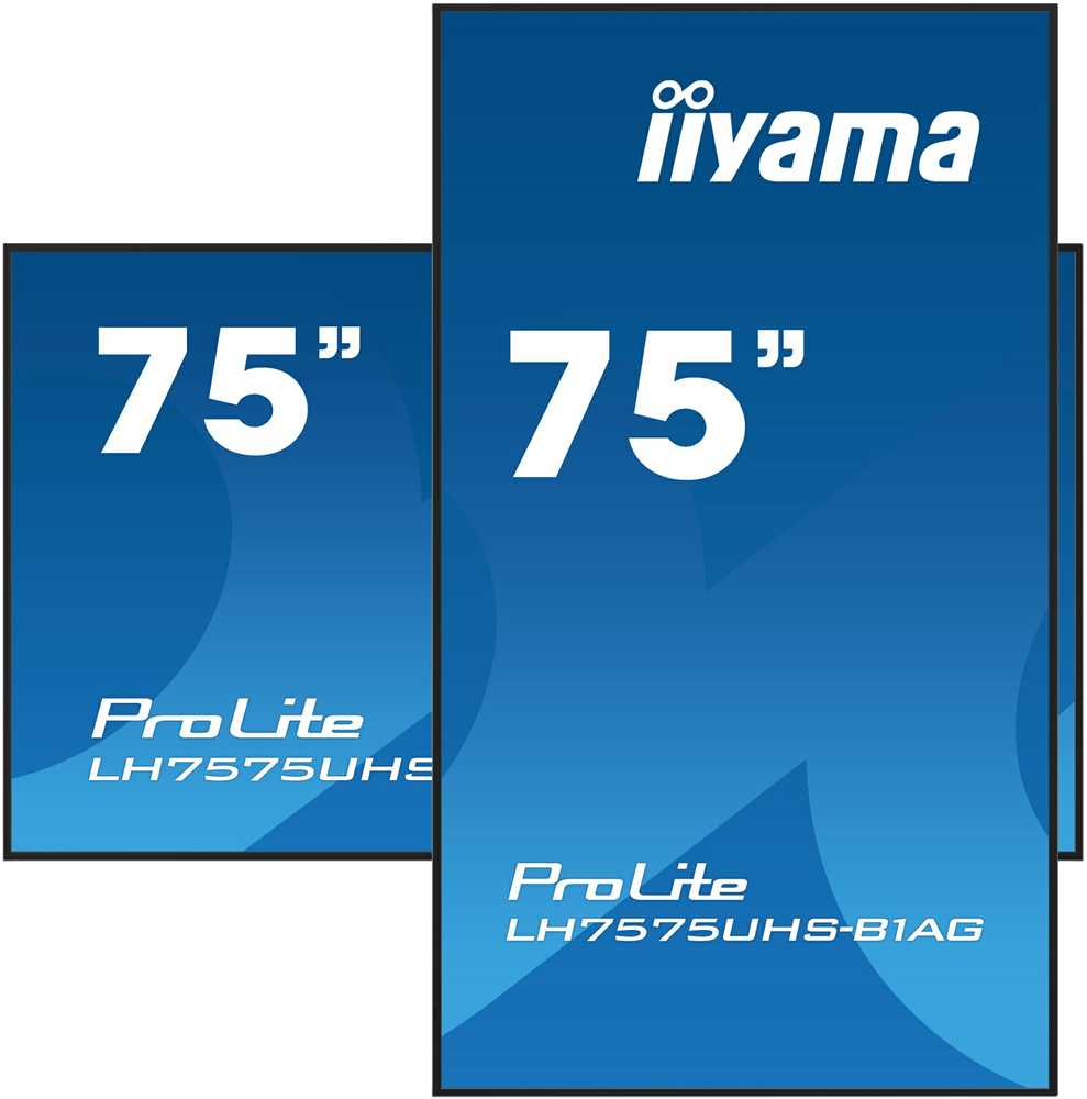 Monitorius Iiyama 75" 3840x2160, UHD IPS skydelis, miglotas 25%, 500 cd/m², signalo perjungimas, garsiakalbiai 2x10 W, keli įėjimai (DVI-I (VGA), HDMIx3), DP išvestis (MST / veidrodis / plytelės), USB 2 prievadas, USB 2, WiFi 2 „iiSignage2“, „E-Share“, „Android 11OS“.