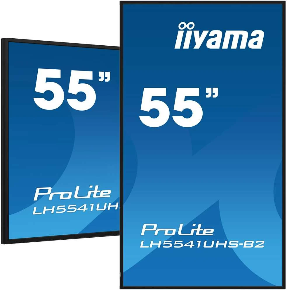 Monitorius IIYAMA LH5541UHS-B2 55 colių 3840 x 2160 4K UHD IPS skydelis 1 Precent Haze Landscape ir Portretas režimas Garsiakalbiai 2x 10W VGA 3x HDMI 500cd/m2