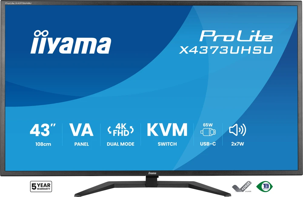 Monitorius iiyama ProLite X4373UHSU-B2 - 60Hz | 4K | VA | 43" | 3ms | HDR10