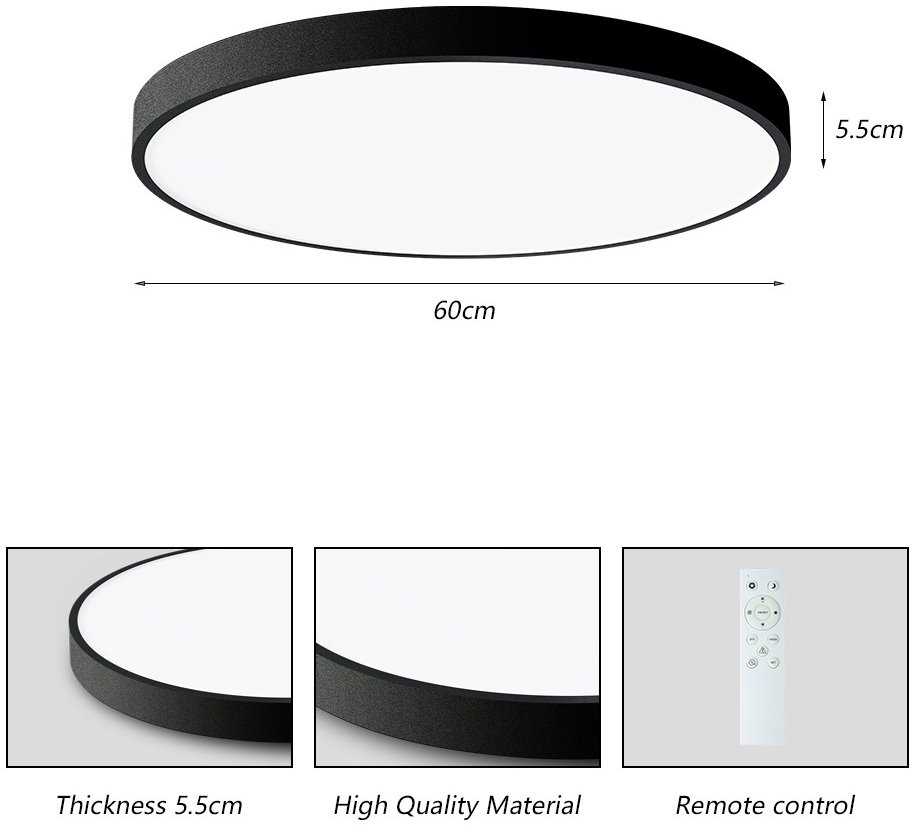 IMMAX NEO LITE SEMPLICI išmanusis lubinis šviestuvas 60 cm, 60 W, 4500 lm, su BEACON palaikymu, Wi-Fi, TUYA, juodas