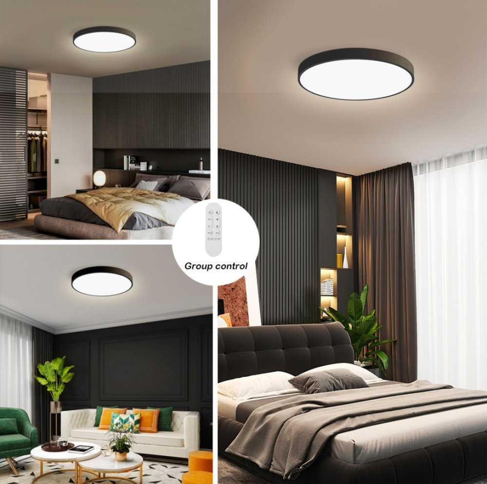 IMMAX NEO LITE SEMPLICI išmanusis lubinis šviestuvas 60 cm, 60 W, 4500 lm, su BEACON palaikymu, Wi-Fi, TUYA, juodas