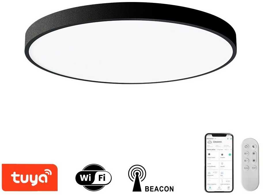 IMMAX NEO LITE SEMPLICI išmanusis lubinis šviestuvas 60 cm, 60 W, 4500 lm, su BEACON palaikymu, Wi-Fi, TUYA, juodas