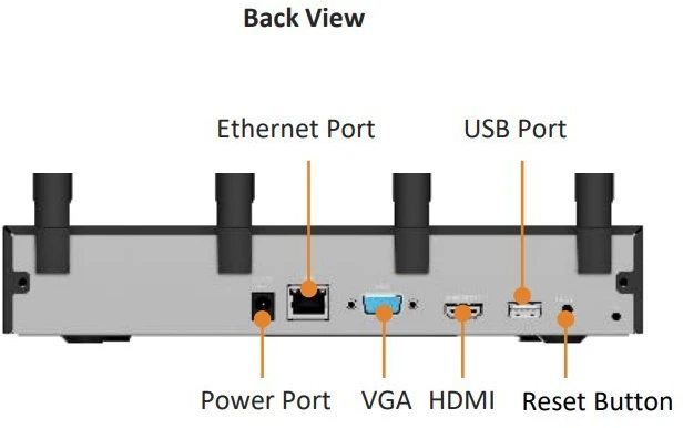 IMOU 10 kanalų įrašymo įrenginys, 4 WiFi antenos, 6 mikrofonai, garsiakalbis, HDMI, VGA, NVR-N110W-8A0E