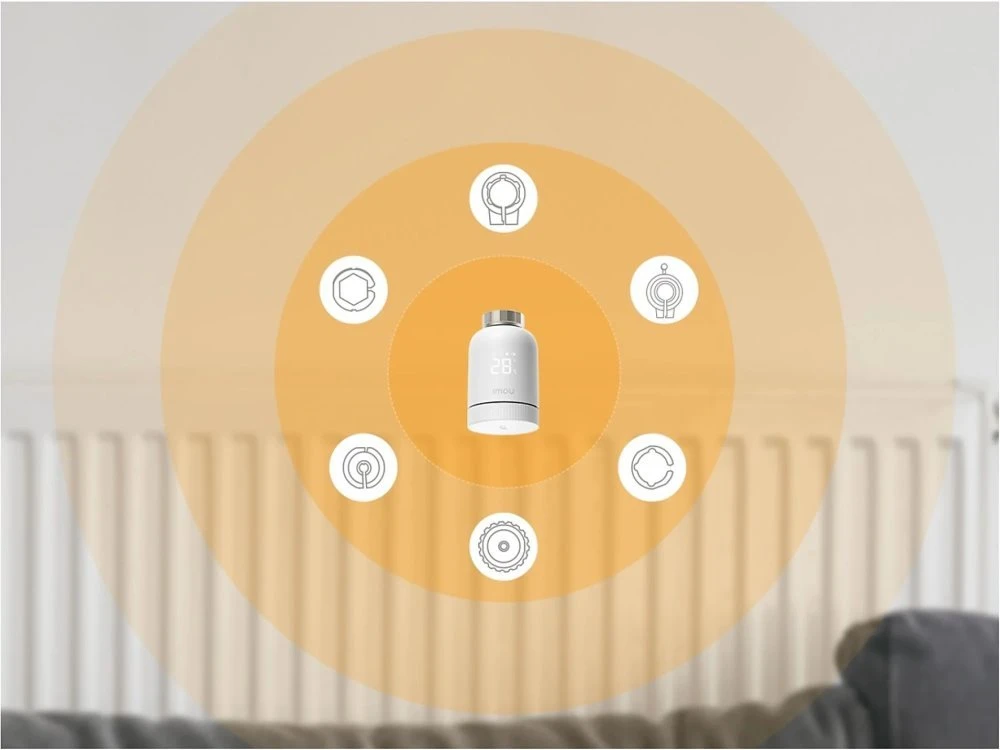 IMOU KIT-TRV1-EU-2 ZigBee termostatinės galvutės rinkinys su 6 adapteriais ir šliuzu