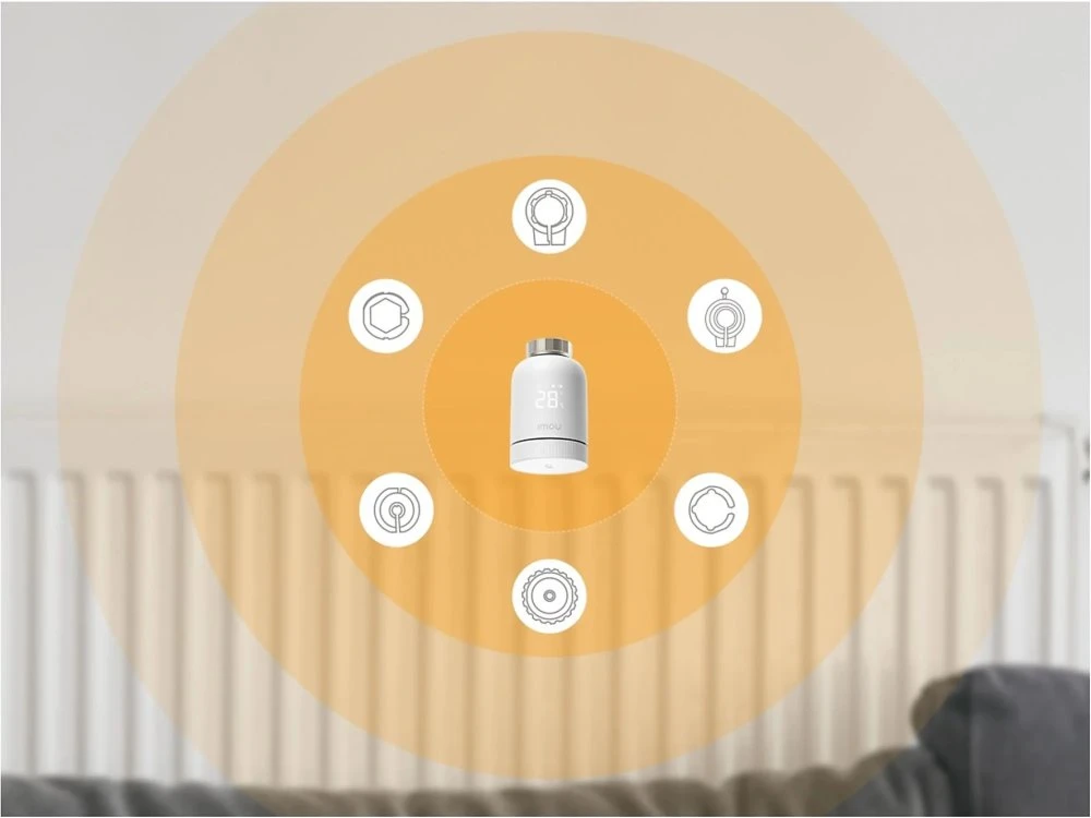 ZigBee termostatinė galvutė IMOU IOT-TRV1-EU + 6 adapteriai