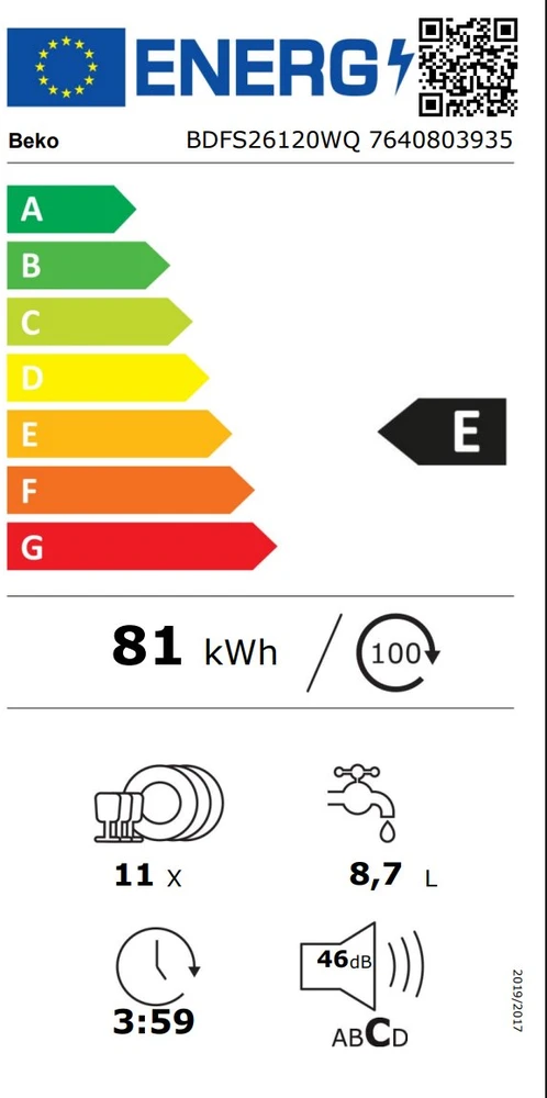 Indaplovė BEKO BDFS26120WQ