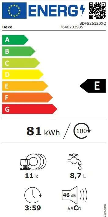 Indaplovė Beko BDFS26120XQ